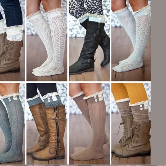 N| PINK LACE KNEE HIGH SOCK WARMERS - Picture 2 of 2