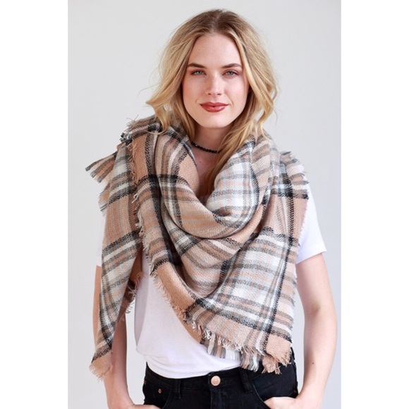 Couture Gypsy Accessories - 🔥CLEARANCE🔥 Beige Plaid Oversize Blanket Scarf