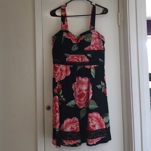 Black with Floral Print Dress