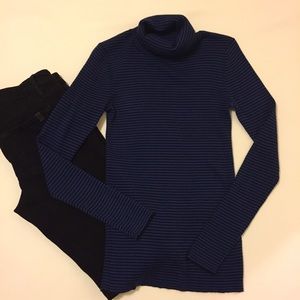 Banana Republic Royal Blue Stripe Rib Turtleneck