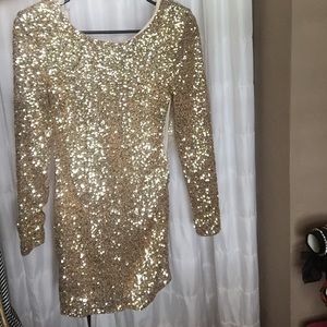 Gold open back dress