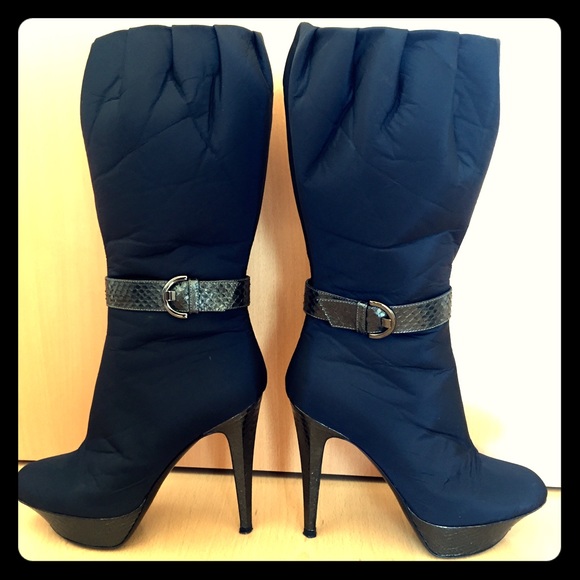 Sergio Rossi, Silk, python leather boots