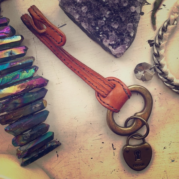 Fossil Leather Keychain