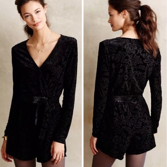 NWOT Anthropologie Velvet Burnout Romper