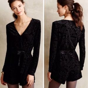NWOT Anthropologie Velvet Burnout Romper