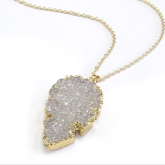 Druzy Gold Leaf Necklace-104