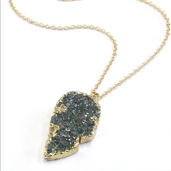 Gold Leaf Druzy Necklace-105