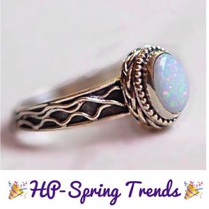 Handmade Natural White Opal Silver Ring, NWT