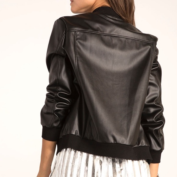 Faux Leather Bomber Jacket - Picture 3 of 3