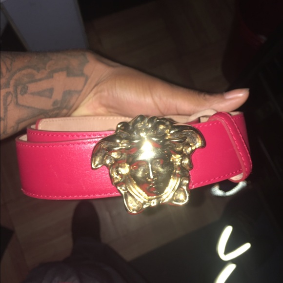 Red Versace belt.