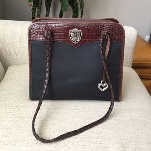 Brighton Crocodile leather and canvas Tote