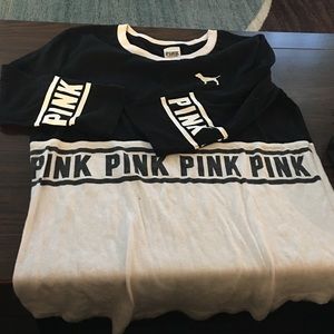 Pink! Victoria's Secret black & white long sleeve