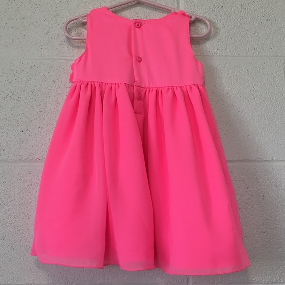 🦄PRICE DROP🦄🎉HP🎉Neon Pink Rosette Dress - Picture 2 of 2