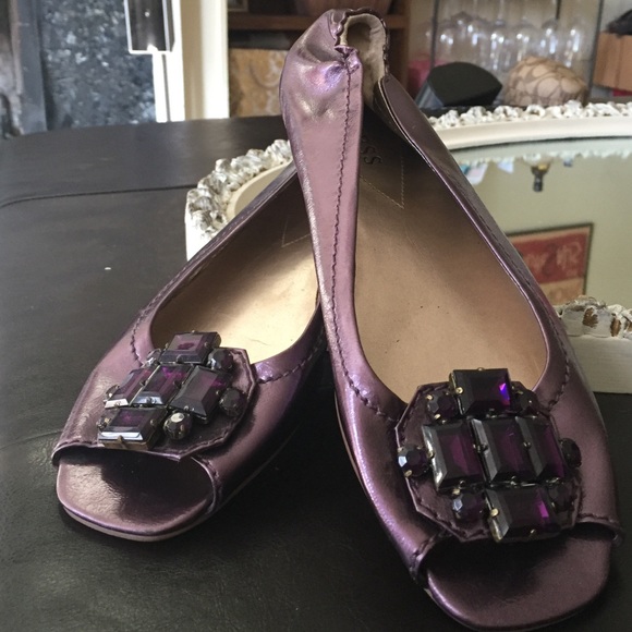 Guess peep toe jeweled flats