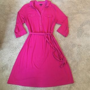 3/4 length sleeve pink dress