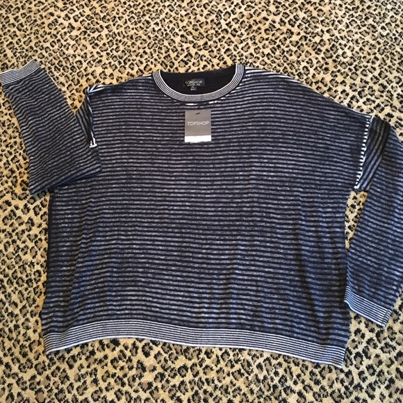 Topshop Sweaters - TOPSHOP BLACK AND GREY STRIPE DOLMAN SWEATER SZ 6