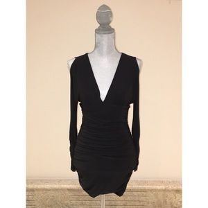 Slinky V-Neck Dress w/ Shoulder Cutouts