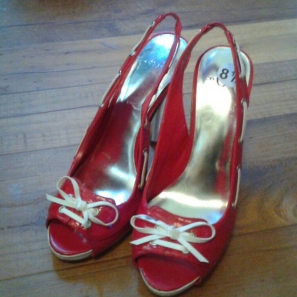 Slingback Open toe Red Pumps