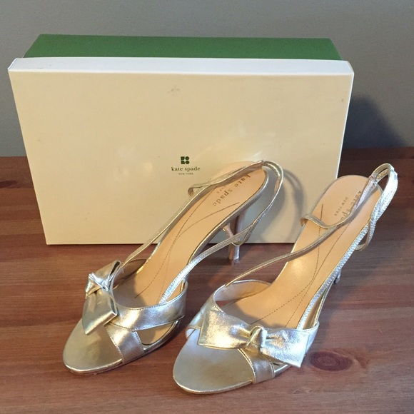 KATE SPADE Gold Metallic Slingbacks