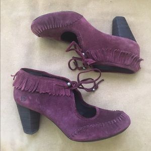 Born purple suede heeled shoes with fringe