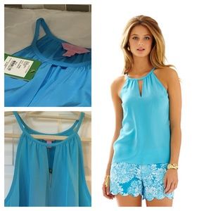 L.illy Pulitzer Tillie Silk Keyhole Halter Top