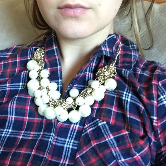 Faux pearl cluster statement necklace