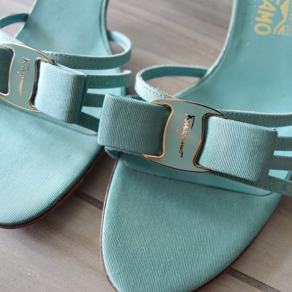 Salvatore Ferragamo Open Toe Slip On Kitten Heels - Picture 3 of 4