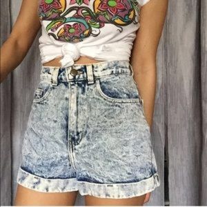 AMERICAN APPAREL Washed High Waisted Jean Shorts
