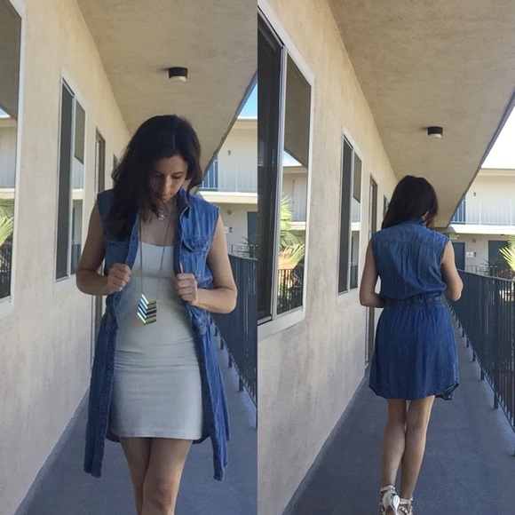 'Life In Progress' button-up Chambray Shirt-Dress