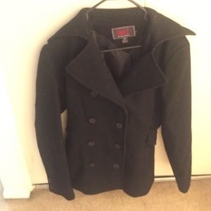 L.e.i. Black pea coat size medium
