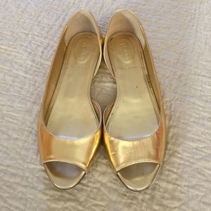 J Crew gold cut-out flats