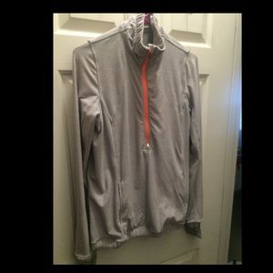 Gray and neon coral zip up!