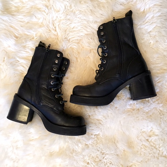 90s chunky heel grunge platform combat boots
