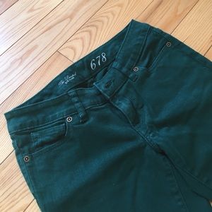 Green skinny jeans