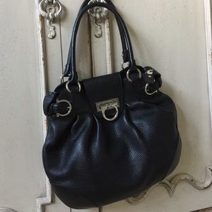 Salvatore Ferragamo new black pebble leather bag