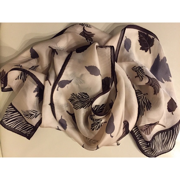 Talbots Fall Leaf-Patterned Scarf, 100% Silk
