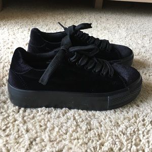 Black velvet platform snickers (flatforms)