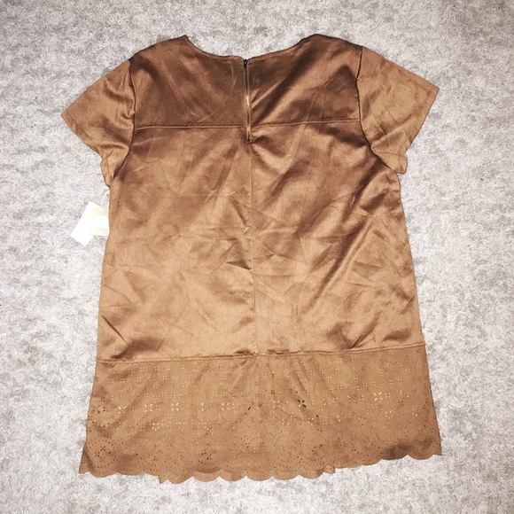 🆕 (PLUS SIZE) Laser Cut Suede Zip Dress - Picture 3 of 4