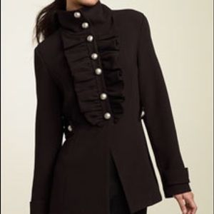 Mac & Jac Black Ruffle Military Jacket