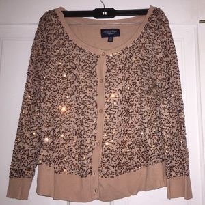Rose gold sequin cardigan!