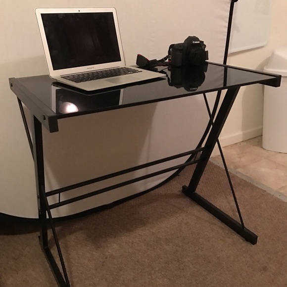 Black glass laptop desk