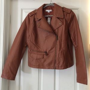 Cognac brown Faux-leather jacket
