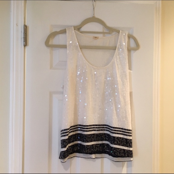 JCrew Factory Navy/White Sequence Top