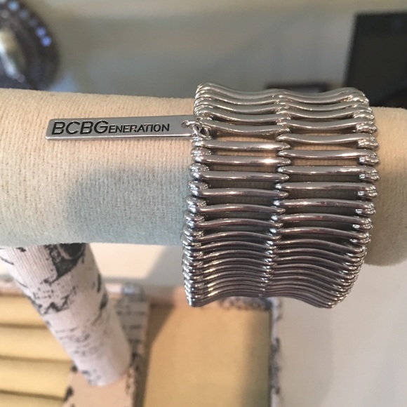 BCBG silver stretch cuff bracelet
