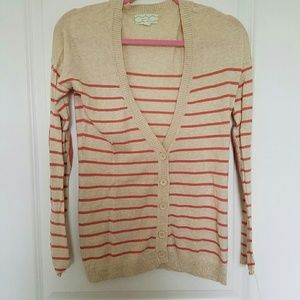 Stripped cardigan with elbow patches