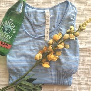 New Lululemon Blue and Grey Striped Stretch Tank