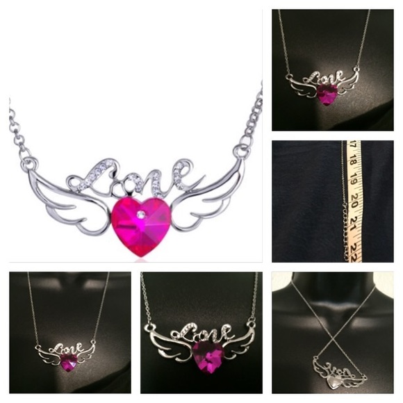 NWOT ANGEL WINGS CRYSTAL SILVER CHOKER/NECKLACE - Picture 2 of 4