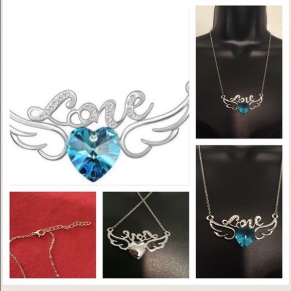 NWOT ANGEL WINGS CRYSTAL SILVER CHOKER/NECKLACE - Picture 3 of 4