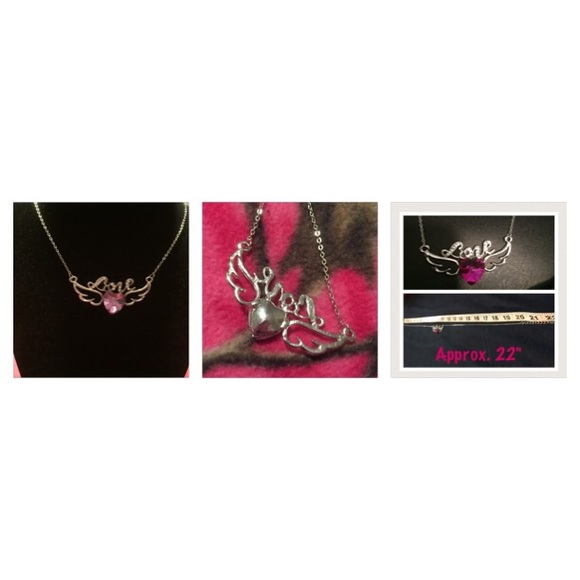 NWOT ANGEL WINGS CRYSTAL SILVER CHOKER/NECKLACE - Picture 4 of 4