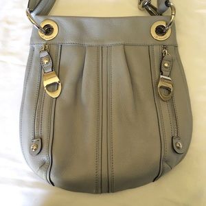 B. Makowsky Leather Cross Body Bag in Gray